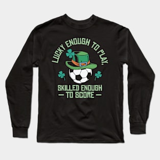 St. Patrick's Day Soccer Sport Lucky Shamrock Football Long Sleeve T-Shirt